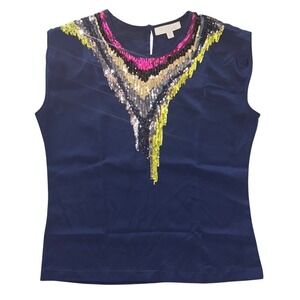 Sequin Embellished Navy Top